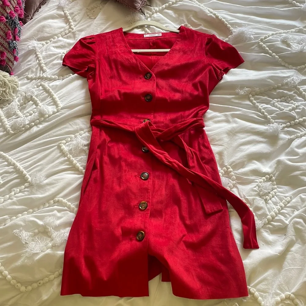 Red mango button up dress - Picture 1 of 3